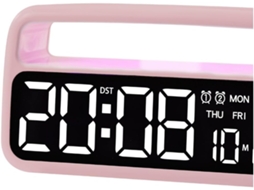 Despertador Led Moderno Com Iluminação Ambiente Multicolorida, Calendário Automático E Alarme Duplo, Brilho Ajustável E