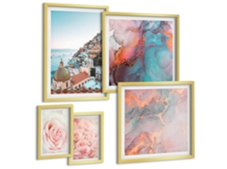 Conjunto De Pinturas Paisagens Rosa Românticas Espelharte (5 Peças)