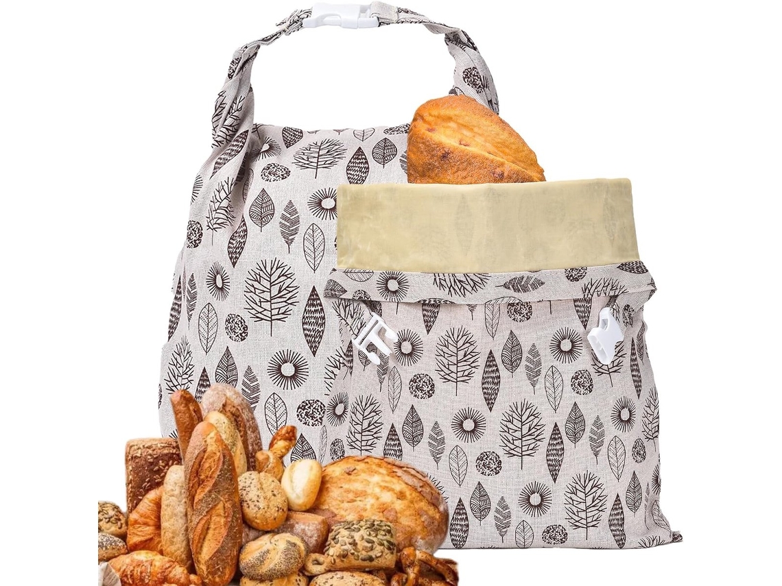 Conjunto De 2 Sacos Reutilizáveis Para Conservar Pão Caseiro, Em Linho E Cera De Abelha, Para Fermentação Natural, Baguetes E Produtos De Padaria