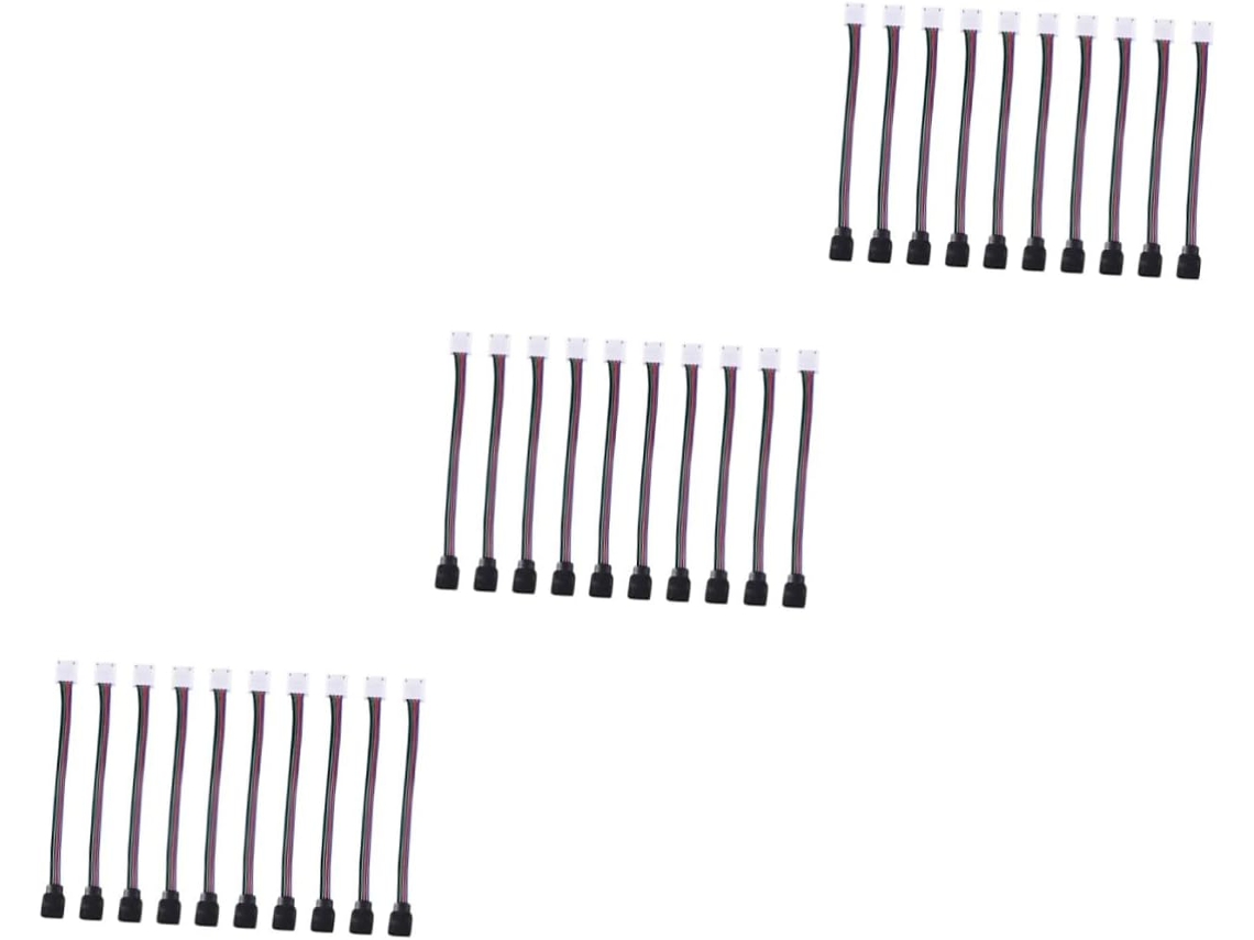 Conjunto De 3 Conectores Para Fita De Led Rgb Com 4 Pinos E Adaptador De 10 Mm.