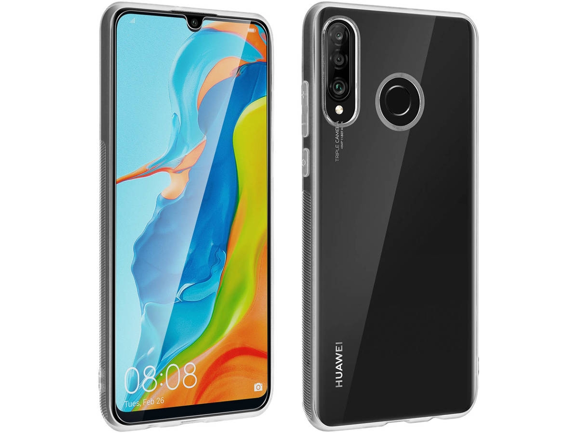 Capa e Película Vidro Temperado Huawei P30 Lite AVIZAR Silicone Transparente