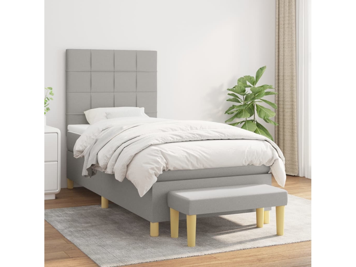 Vidaxl Cama Com Molas/colchão 80x200 Cm Tecido Cinza-claro