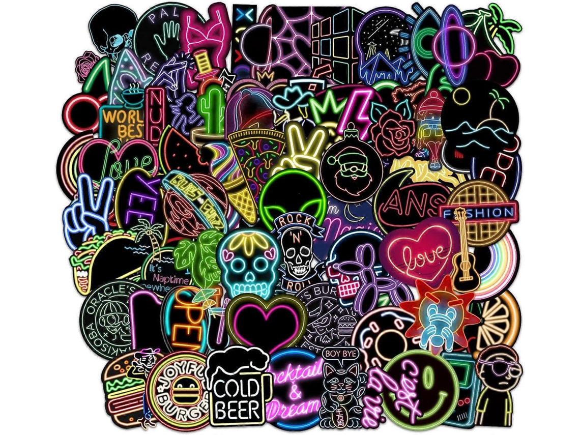 100 Peças De Adesivos Estilo Neon Para Laptops, Adesivos Neon Legais Para Adolescentes E Adultos, Adesivos De Vinil À Prova Dágu Aquaforge