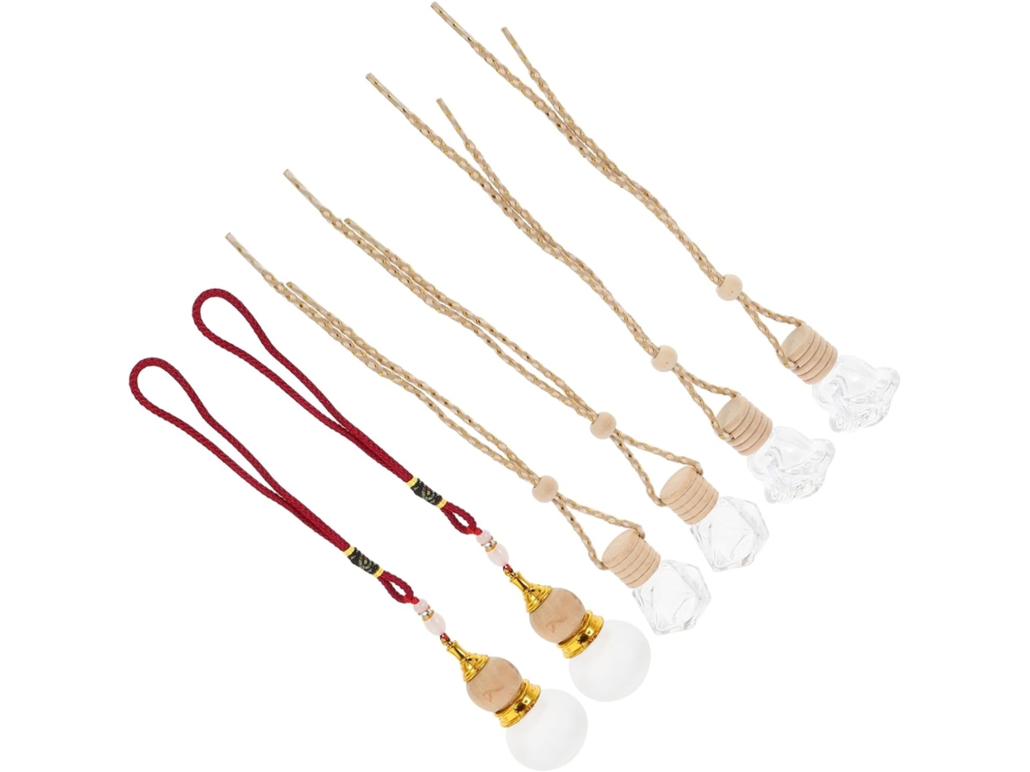 Conjunto de 6 frascos de vidro decorativos para carros, no formato de frascos de perfume.