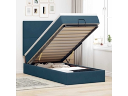 Vidaxl Estrutura De Cama Otomana Com Colchões Azul Escuro Veludo