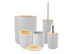 Conjunto de Acessórios de Banheiro 6 Peças Cinza S/MARCA