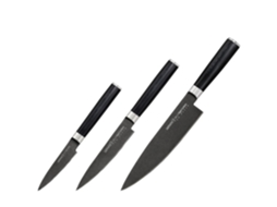 SAMURA Mo-V Stonewash Set 3X Facas Universais Chefs Univesal Paring em Aço Japonês Aus 8 59 Hrc