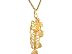 2026-colar De Tubarão/peixe/ Golfinho Joias Animais Colar Para Homens E Crianças Aço Inoxidável Ffh 06 Hueso De Pescado Oro