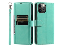 Capa Para Iphone 12 Pro Max Pele Sintética Com Porta-cartões Verde