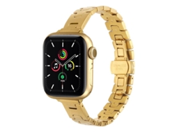 Bracelete Para Apple Watch 42/41/40/38mm - Aço Inoxidável Estilo H, 14mm Largura Dourada