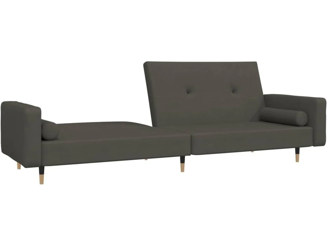 vidaXL Sofácama 2 lugares com duas almofadas veludo cinzentoescuro Worten.pt