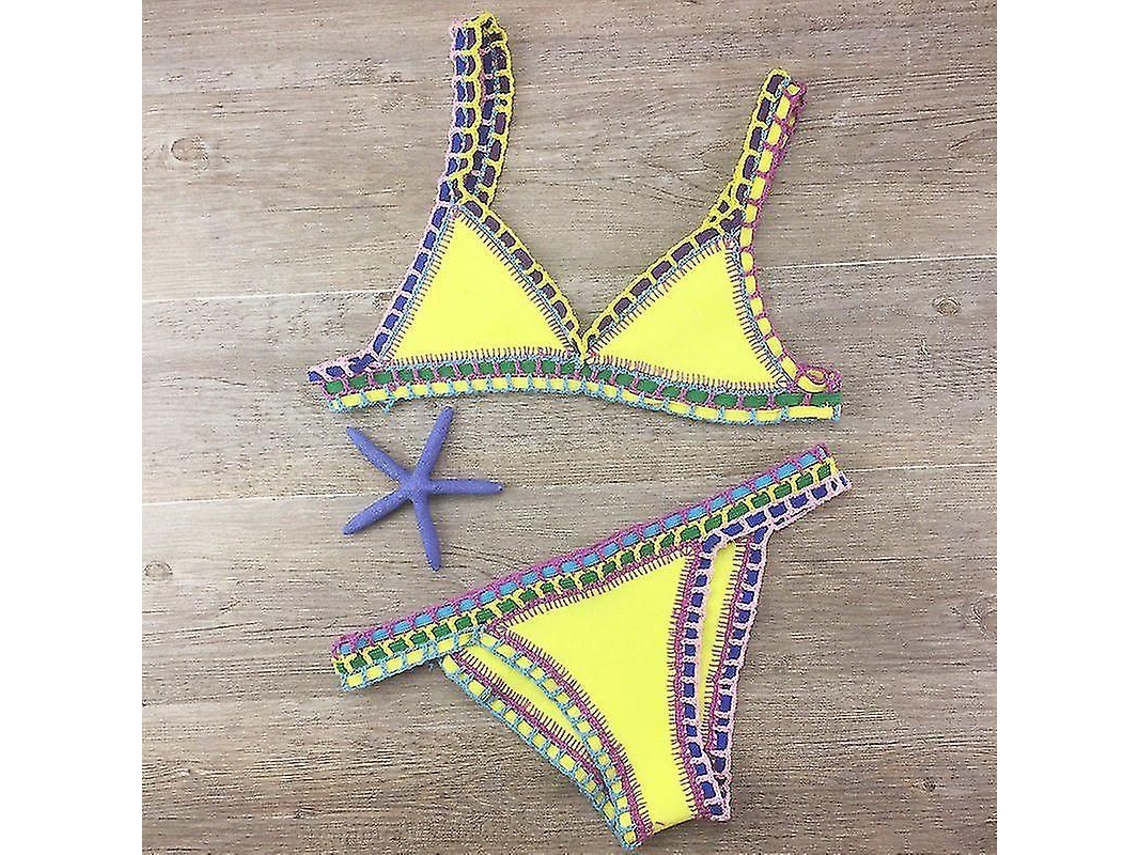 2026 traje de Banho Crochê Feminino Biquíni Sexy Bandagem Brasileiro Sem Armadura Tamanho Normal 2023