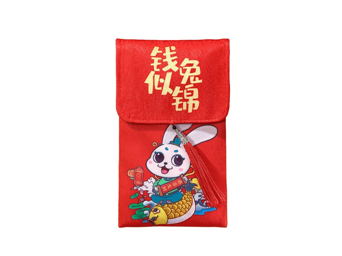 Bolsa envelope vermelha com bordado de personagens animados para ano novo chinês e Natal | S/MARCA