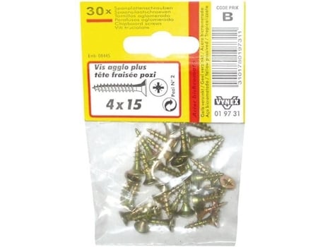 Parafuso Cabeça Escareada Para Aglomerado Pozi Aço Dicromatado 5x30 Mm Vynex