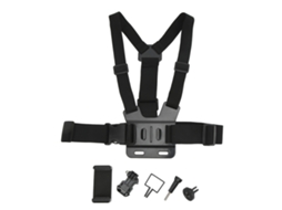Alça de peito ajustável e segura para câmera de ação, ideal para surfe, esqui, skate e ciclismo.