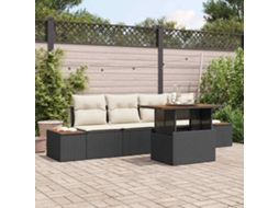 Vidaxl Conjunto De Sofá De Jardim 5 Unid. Preto Rattan Sintético