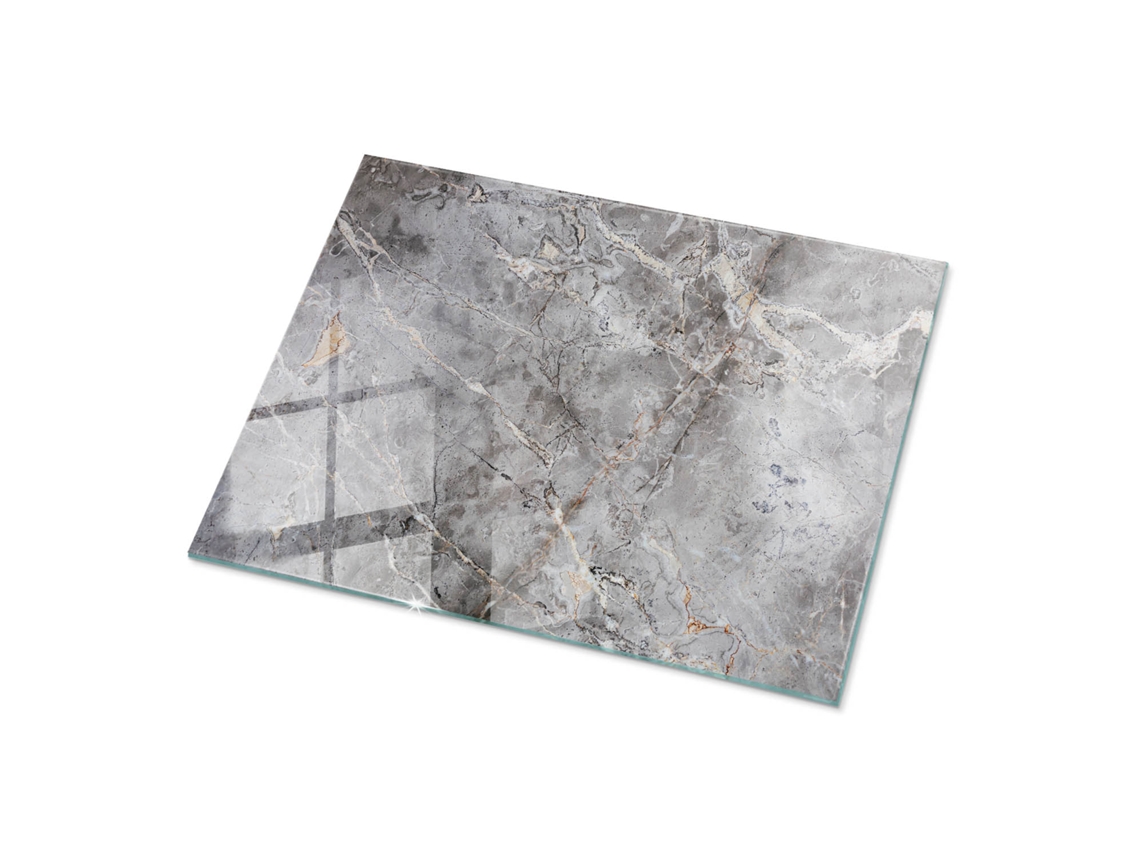 Tampo De Mesa Retangular Espelharte (80x60 Cm - Padrão De Mármore Natural - Cinza)