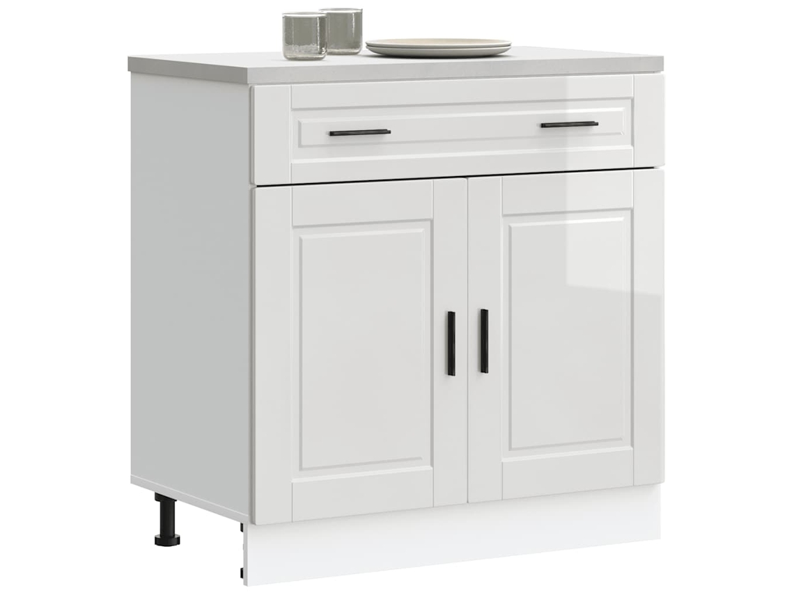 Vidaxl Armário Base Cozinha Porto Derivados Madeira Branco Brilhante