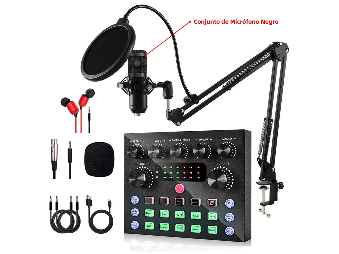 (kit De Microfone Preto) Placa De Som Com Microfone Bm800, Equipamento Para Gravação E Transmissão De Música