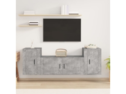 Vidaxl Conjunto Móveis De Tv 3 Pcs Madeira Processada Cinzento Cimento