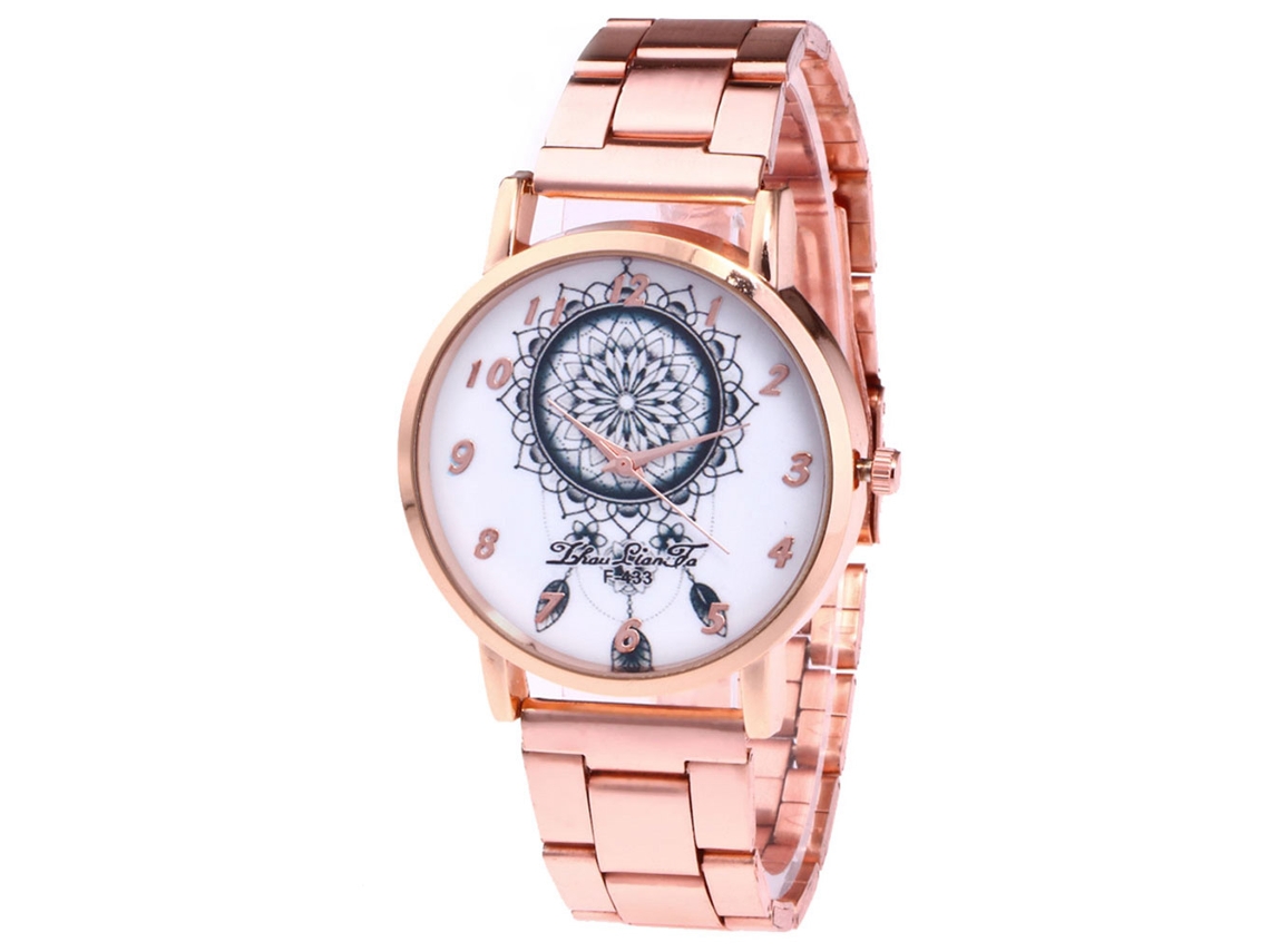Relógio de pulso de quartzo para homens e mulheres com calendário e pulseira de metal elegante.