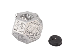 2026 linterna Solar Led Colgante Decorativa Ip44 Impermeable Plata Poligonal para Jardim Exterior