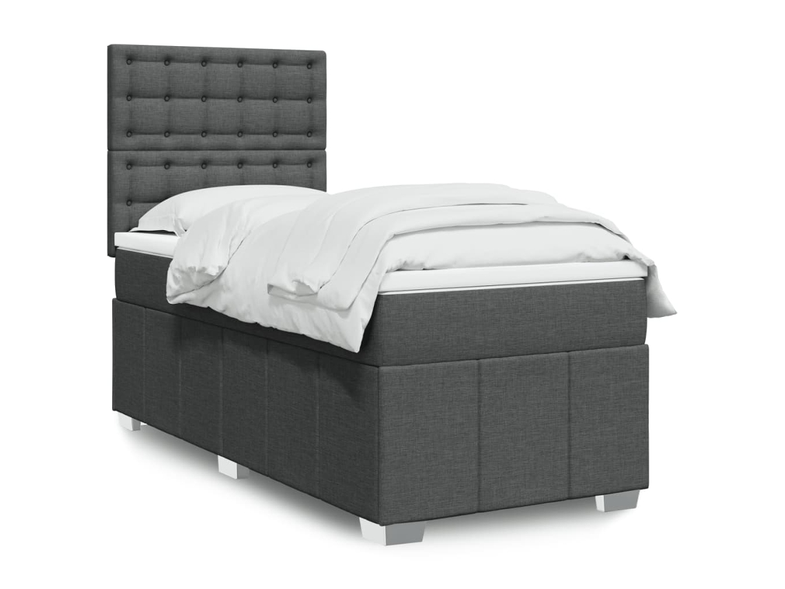 Vidaxl Cama Com Molas/colchão 80x200 Cm Tecido Cinzento-escuro