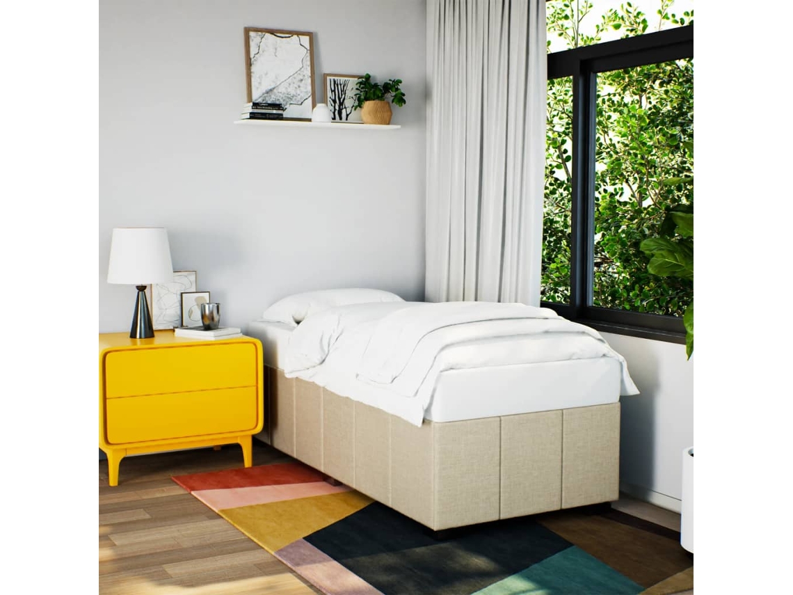 Vidaxl Estrutura De Cama Sem Colchão 90x190 Cm Tecido Creme