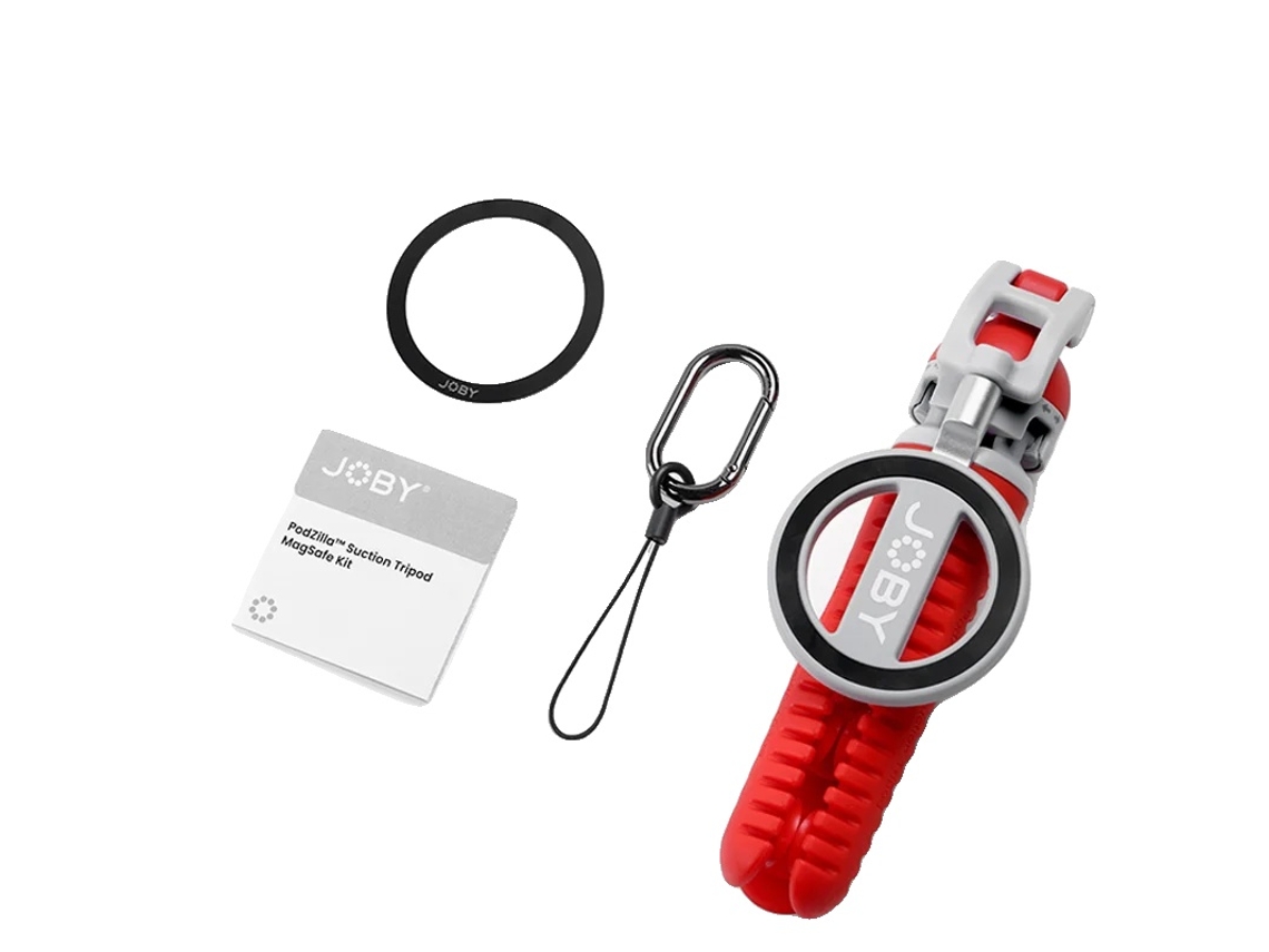 Tripé Flexível, Base Magnética, Ajustável Em 360°, Vermelho
