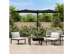 Vidaxl Guarda-sol De Jardim C/ Cabeça Dupla/luzes Led 316x145 Cm Preto