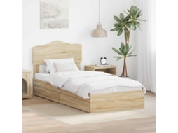 Vidaxl Cama Com Armazenamento Com Gaveta Carvalho Sonoma 90 X 190 Cm