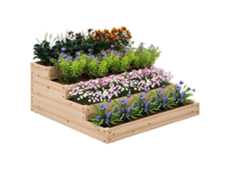 Canteiro Elevado de Jardim Sem Fundo 4 Andares para Ervas,legumes,frutas e Flores 113x113x46cm em Madeira Natural BTFORUS