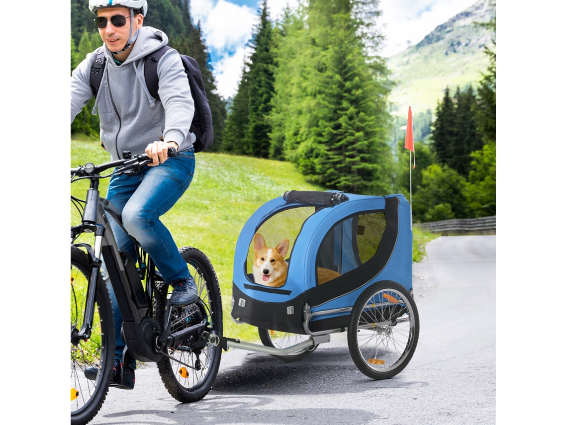 Reboque Para Bicicleta Com Engate Universal, Aço, Azul E Preto.