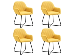Vidaxl Cadeiras De Jantar 4 Pcs Tecido Amarelo