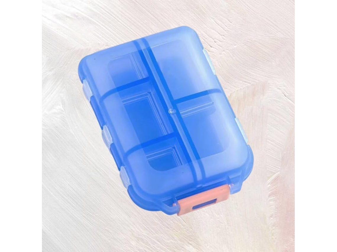Caixa De Plástico Para Guardar Medicamentos, À Prova D'água, Com 10 Compartimentos E Fecho De Fivela(azul)