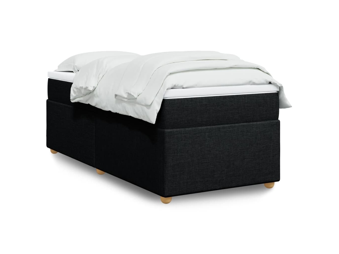 Vidaxl Cama Com Molas/colchão 90x200 Cm Tecido Preto
