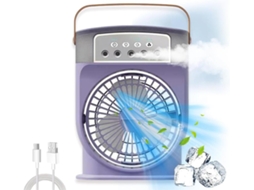 Ventilador de Mesa CHRUI Evaporativo com Névoa e Humidificador, 3 Velocidades, Roxo
