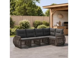 Vidaxl Conjunto De Sofá De Jardim 5 Unid. Cinza E Cinza Escuro Vime Pe