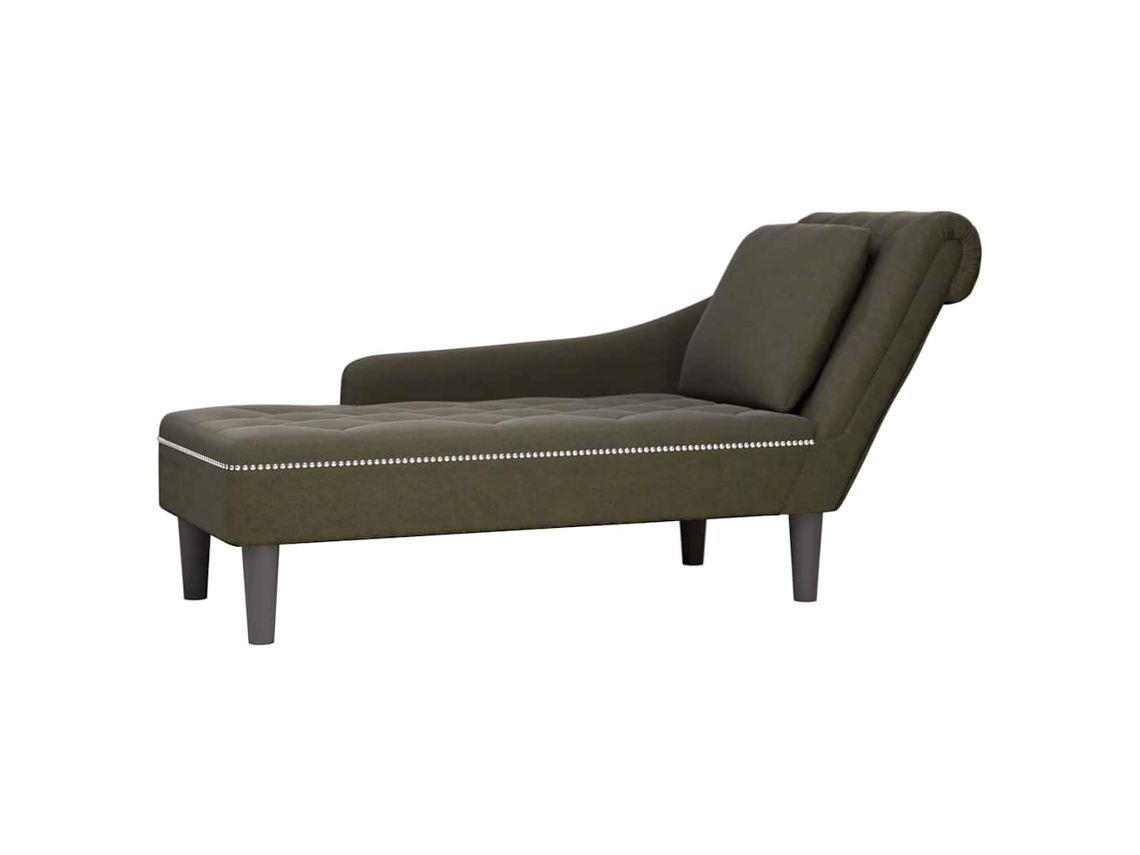 Vidaxl Chaise Lounge C/ Almofada/apoio Braços Direito Couro Artificial