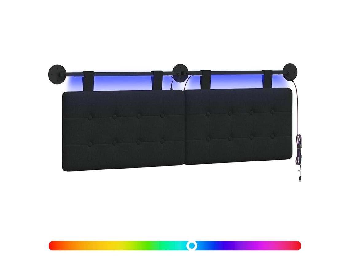 Conjunto 1 Cabeceira De Quarto Vidaxl Preto Tecido (130 X 55 X 5 Cm)