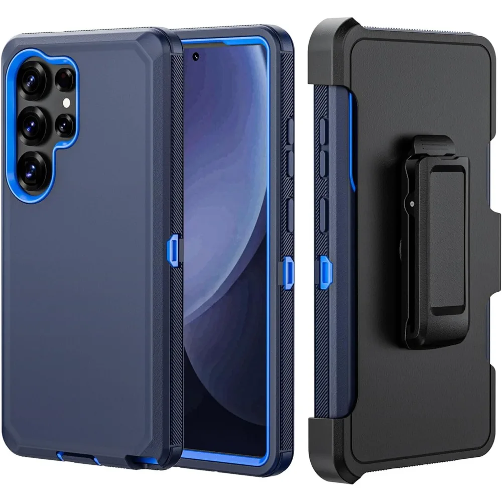 (azul Escuro, Galaxy S24) Capa De Celular 3 Em 1 Resistente E Robusta, Capa Protetora À Prova De Choque Com Clipe
