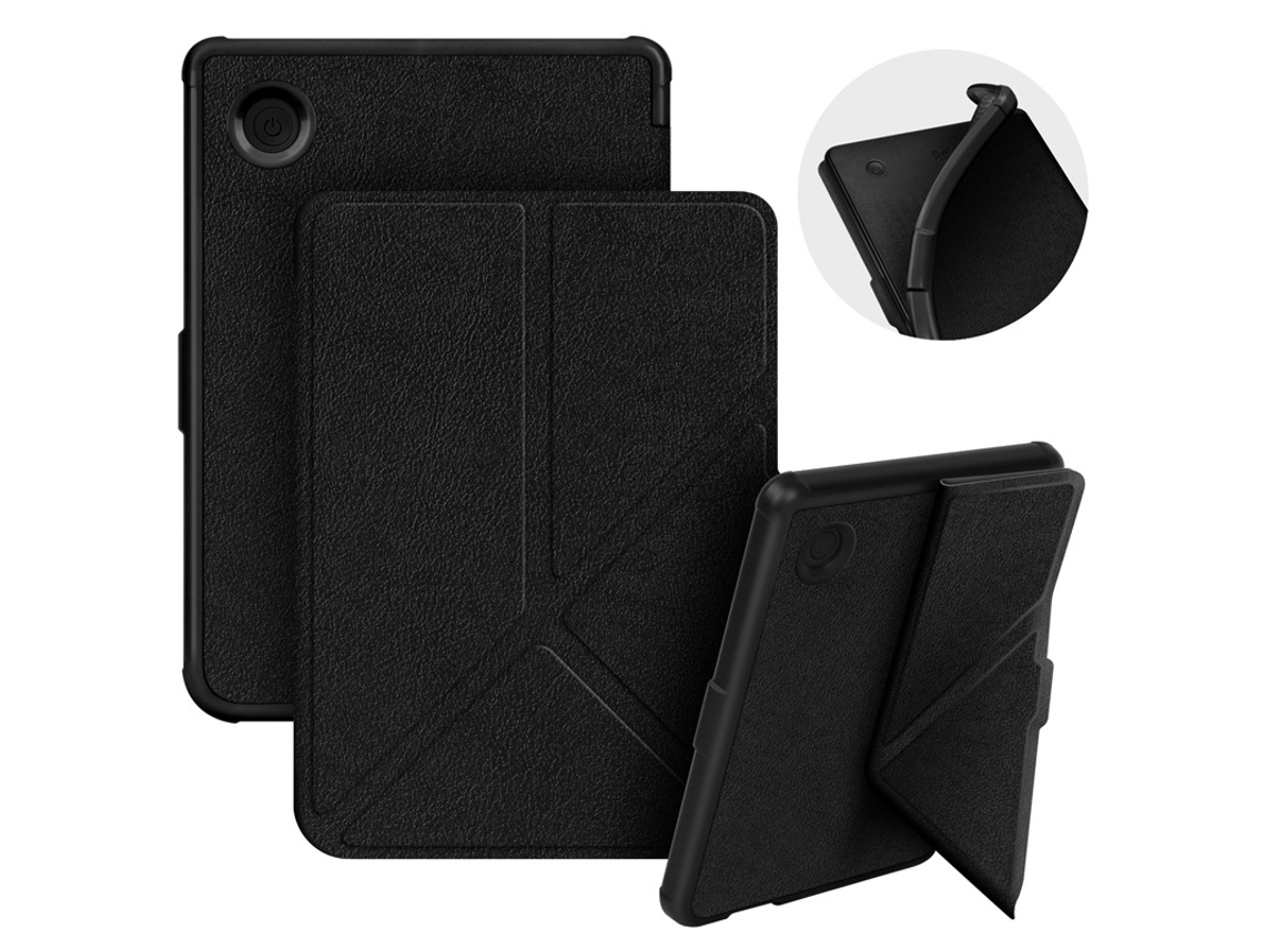 Capa Para E‑reader Kobo Clara 2e 6 Polegadas, Capa Protetora Couro Suporte Multi‑dobrável Czhhmart Preto