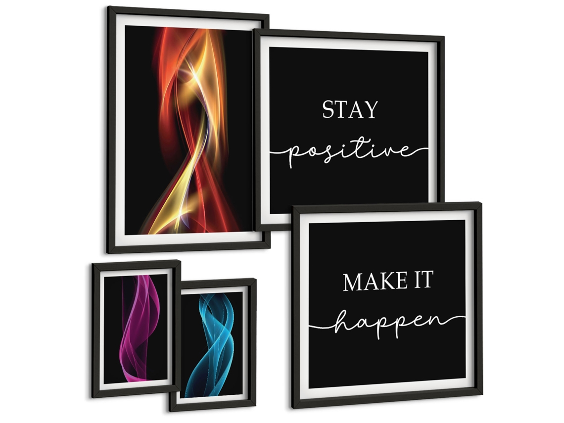 Conjunto De Pinturas Citações Padrões Luminosos Inspirações Espelharte (5 Peças)
