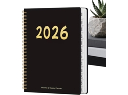 Agenda Mensal 2026 com Bloco de Notas e Horários para 12 Meses