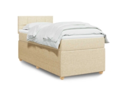 Vidaxl Cama Com Molas/colchão 100x200 Cm Tecido Cor Creme