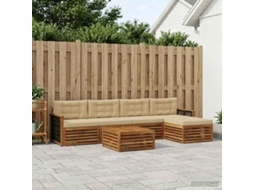 Vidaxl Conjunto De Sofás Para Exterior 6 Pcs Natural E Bege
