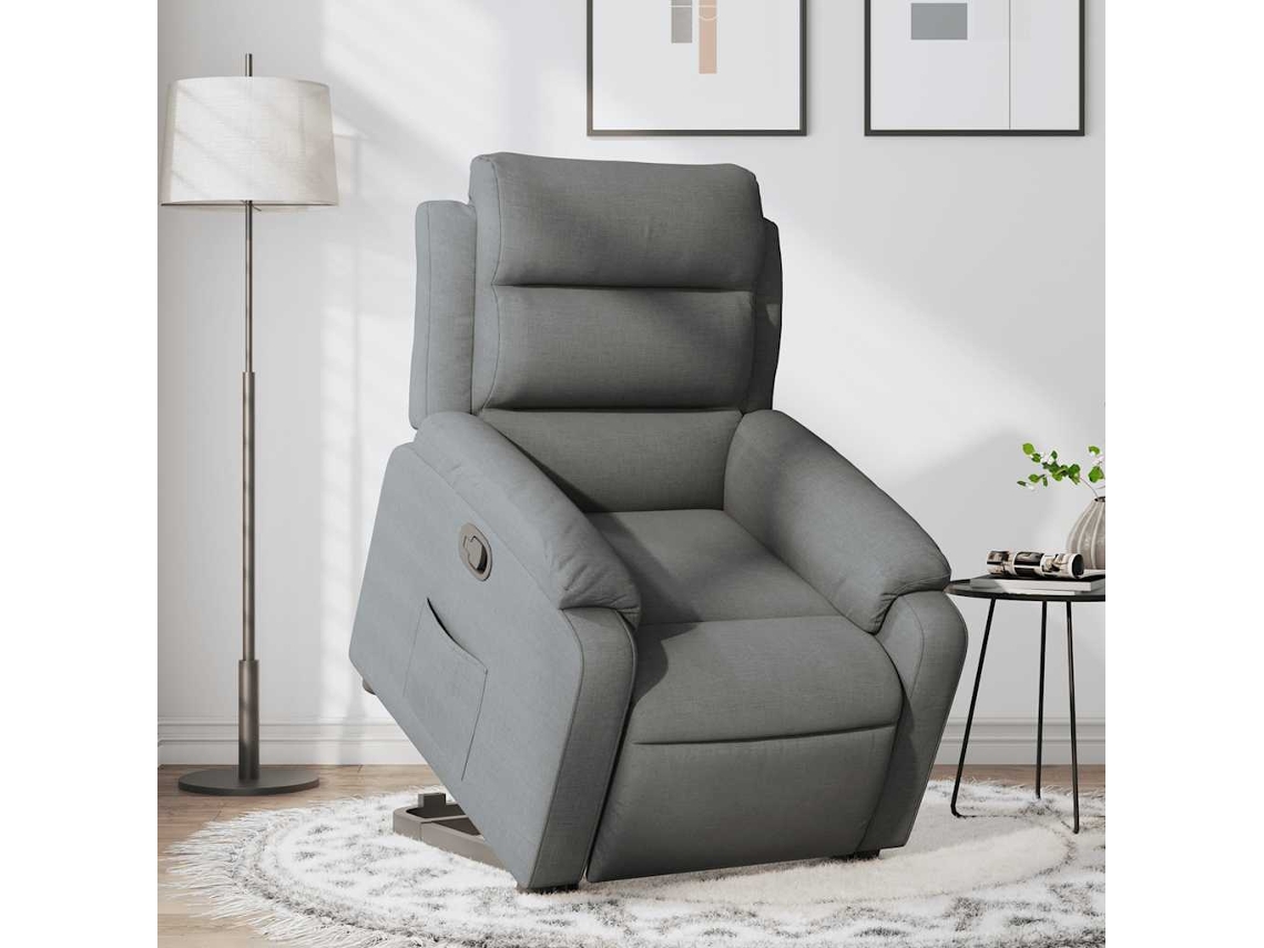 Vidaxl Poltrona Reclinável Elevatória Tecido Cinzento-escuro