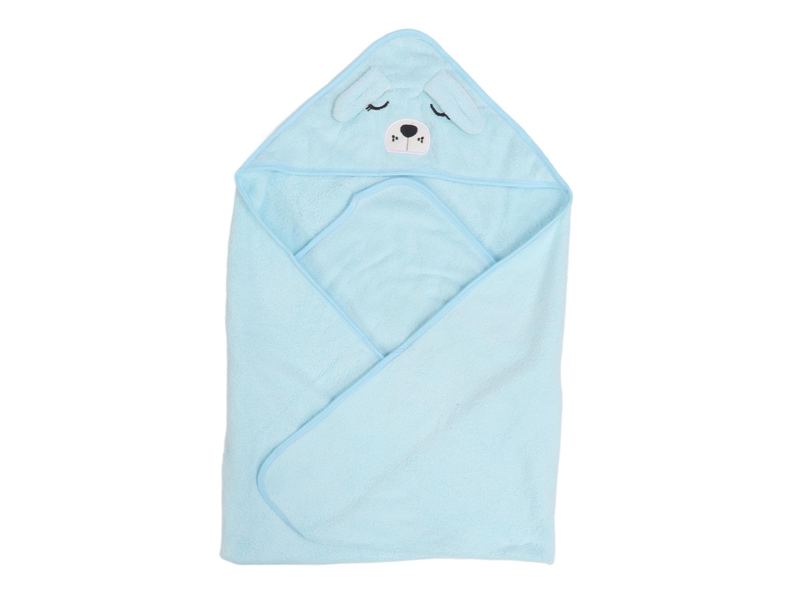 Mali toalha de Banho com Capuz para Bebê Cachorro Azul 80x80cm Pelúcia Macia Absorvente