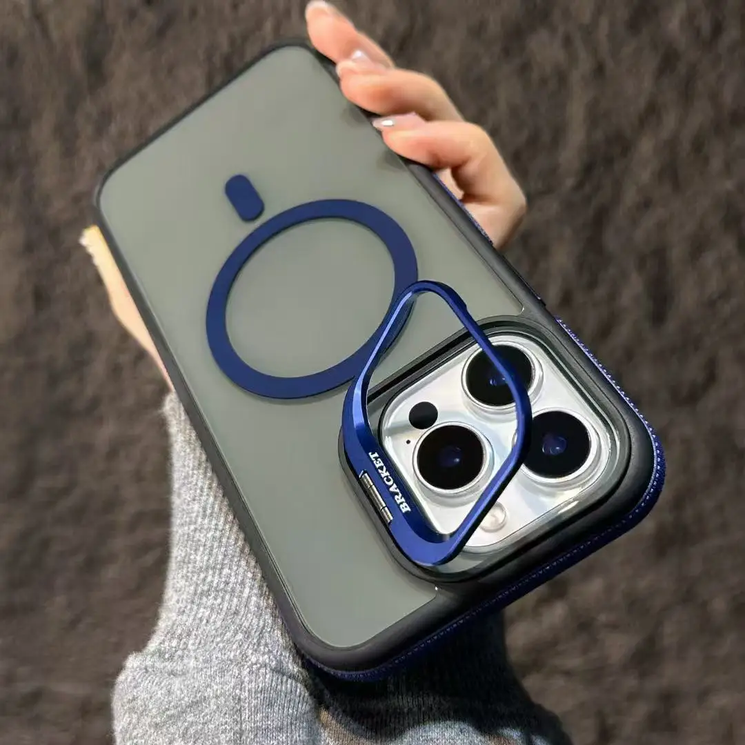 (iphone 16e, Azul) Capa Magnética À Prova De Choque Para Iphone Com Suporte E Proteção Traseira.