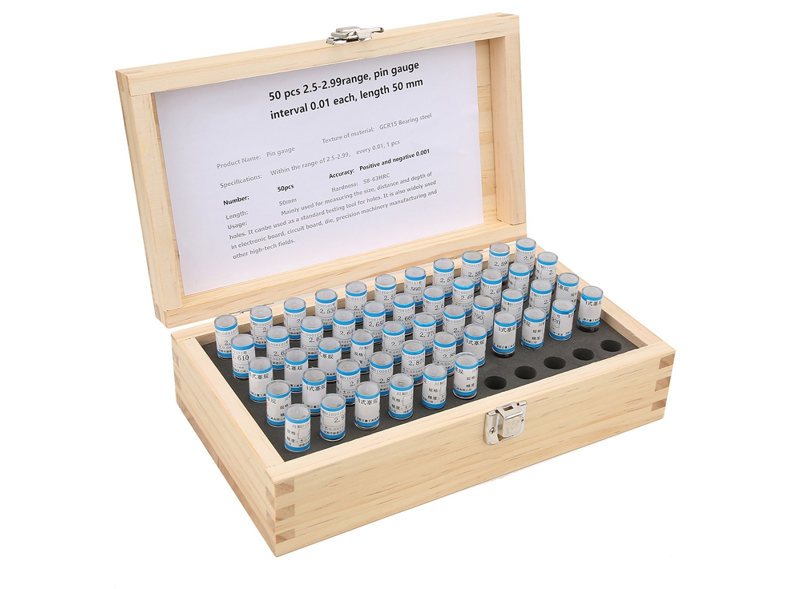 Conjunto De Calibres De Pinos Laxiscreed Com 50 Unidades E Tolerância De 0.001mm Para Medições Precisas